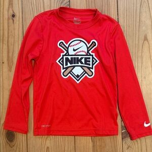Nike Kids Red Baseball Graphic Long Sleeve Tee